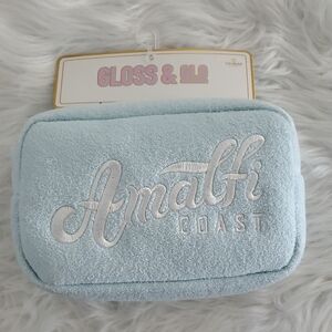 Gloss & Glo Terrycloth Cosmetic Bag with "Amalfi Coast" Embroidered On NWT